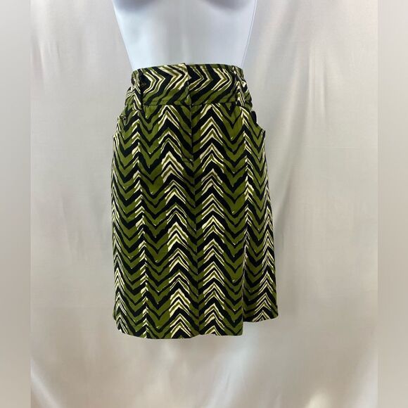ETCETERA Chevron Print Olive Black Pencil Skirt - Picture 3 of 13